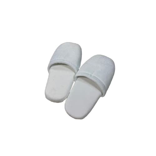 Womens Closed Toe Slippers, Cotton Terry Velour, Rubber Nap Sole, 11inL, White